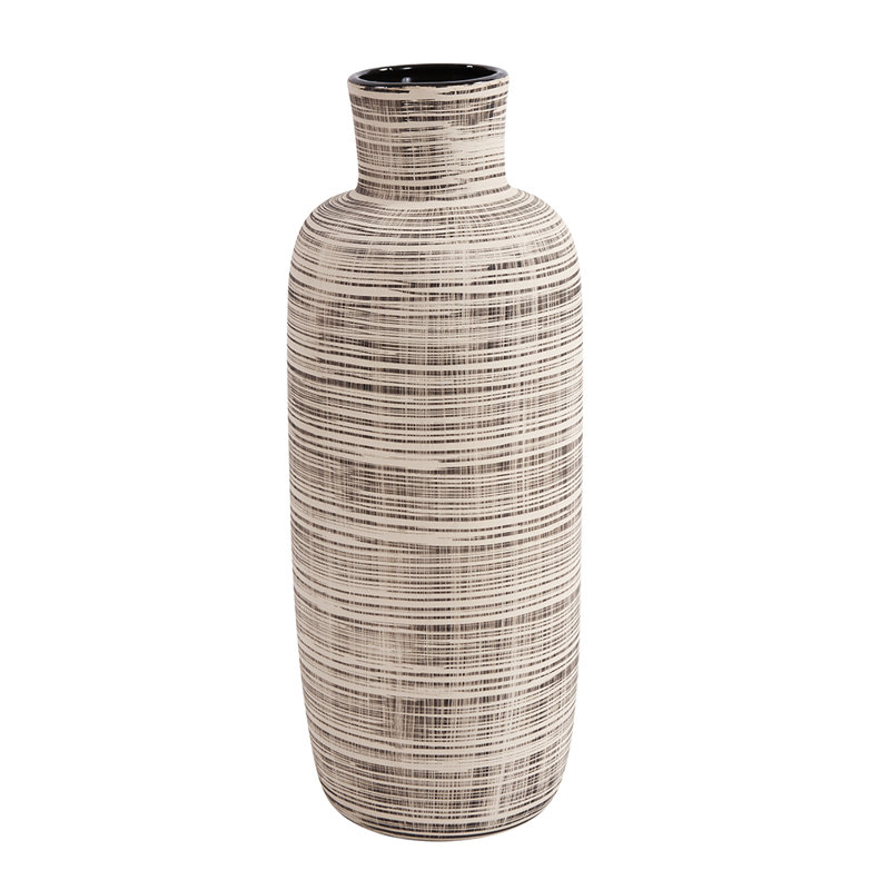 Union Rustic Vannorman Neutral Striped Ceramic Floor Vase Wayfair
